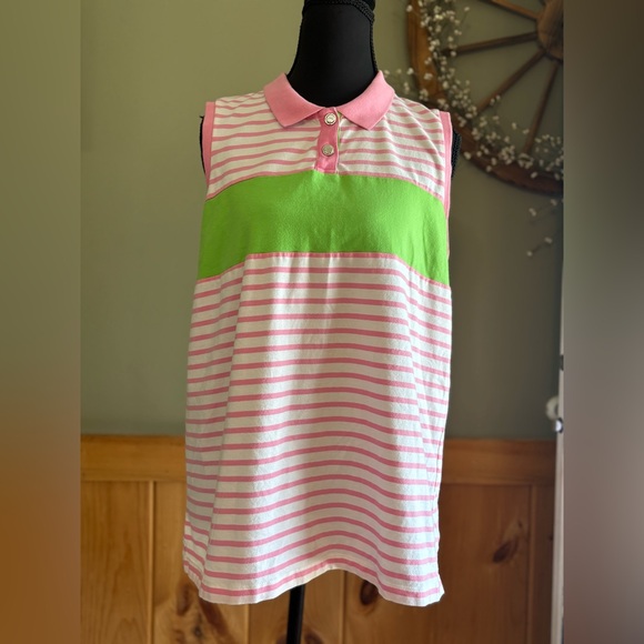 Ralph Lauren Tops - Ralph Lauren Active Pink and Green Striped Women's Polo golf size 1X
